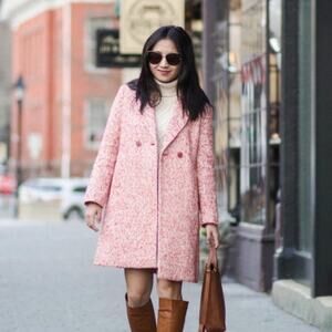 NEW J. Crew Daphne Tweed Topcoat Faded Guava Size 10